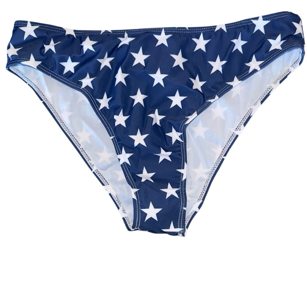 American Flag Star Print Bikini Set Red White Blue Two Piece Size Large - Picture 4 of 10